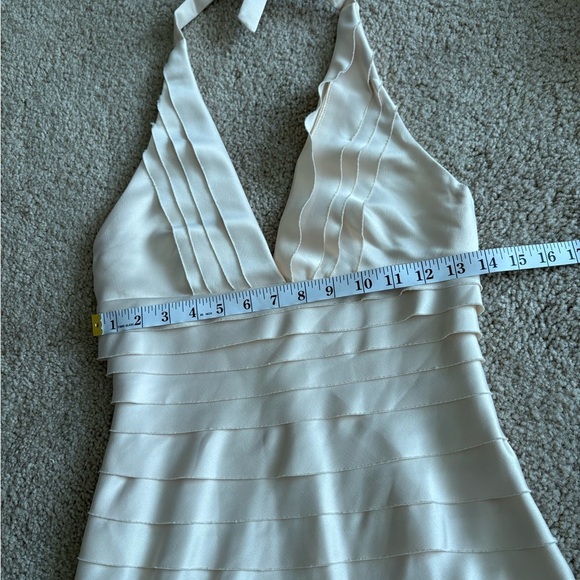 Forever 21 Vintage Y2K 2000s Champagne Statin Tiered Haulter Dres Size Small - Picture 10 of 15